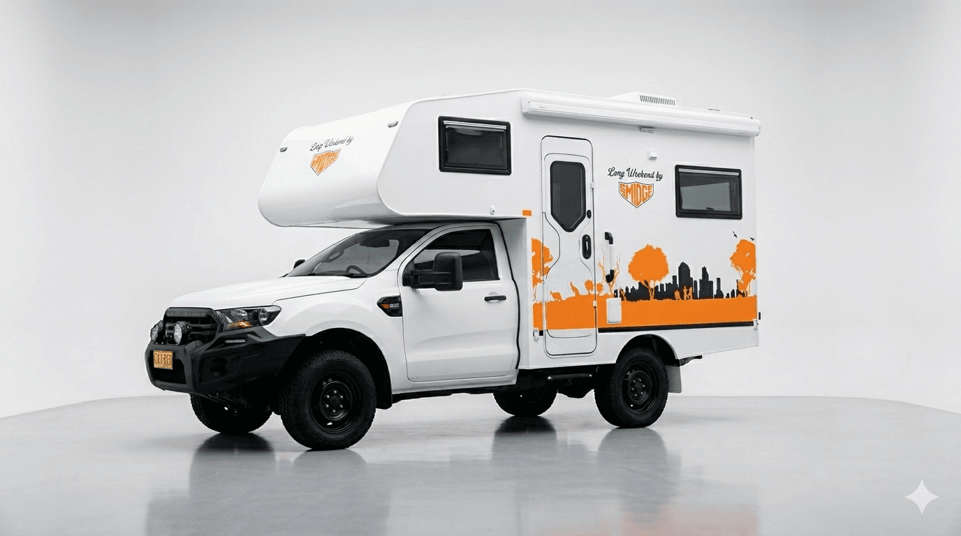 Long Weekend by Smidge compact 4x4 motorhome — showroom studio shot