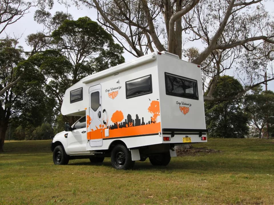 Long Weekend by Smidge compact 4x4 motorhome — rear quarter exterior view